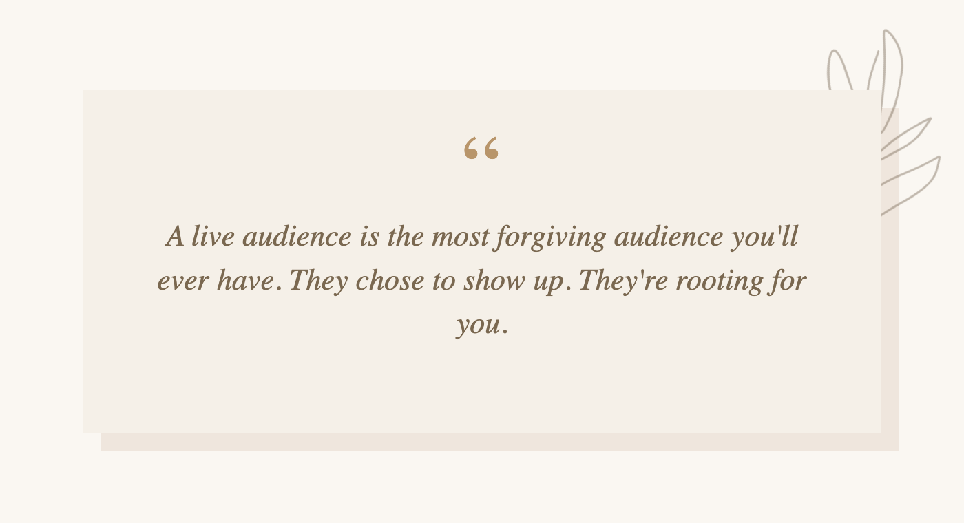 Pull quote about the fear of going live