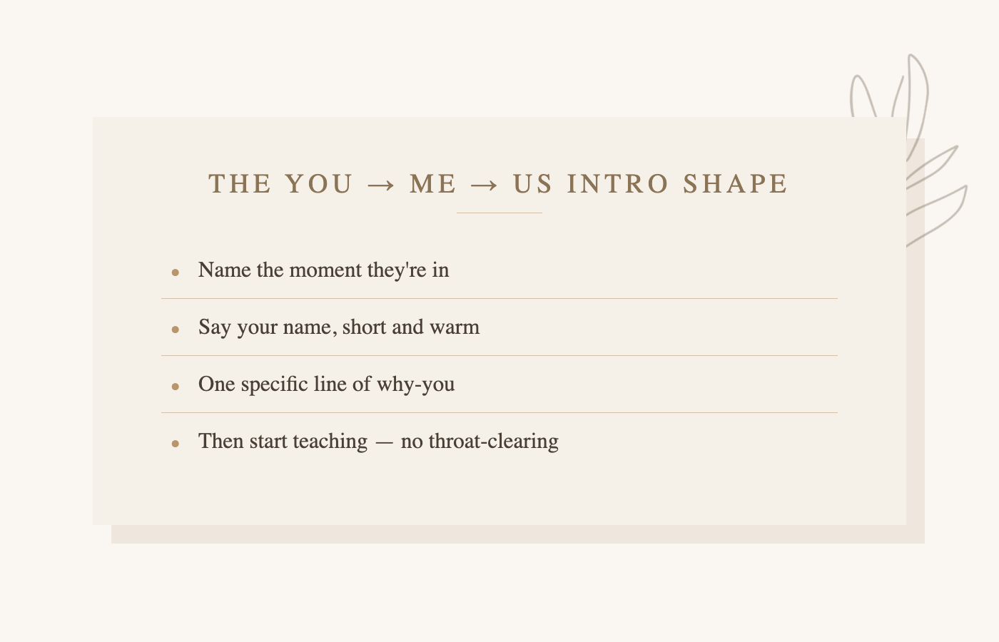 Simple structure for how to introduce yourself on video