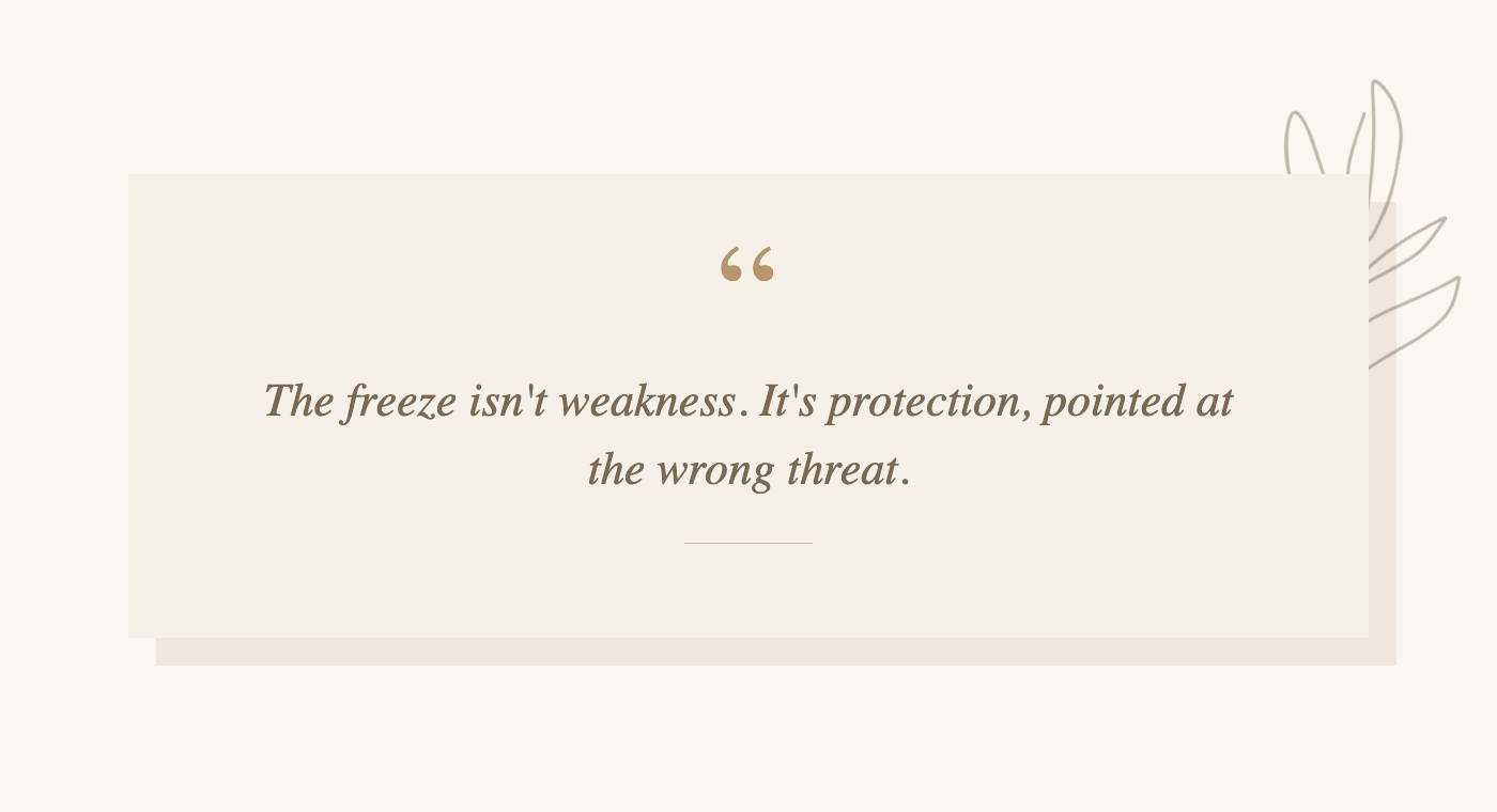 Pull quote explaining why you freeze on camera