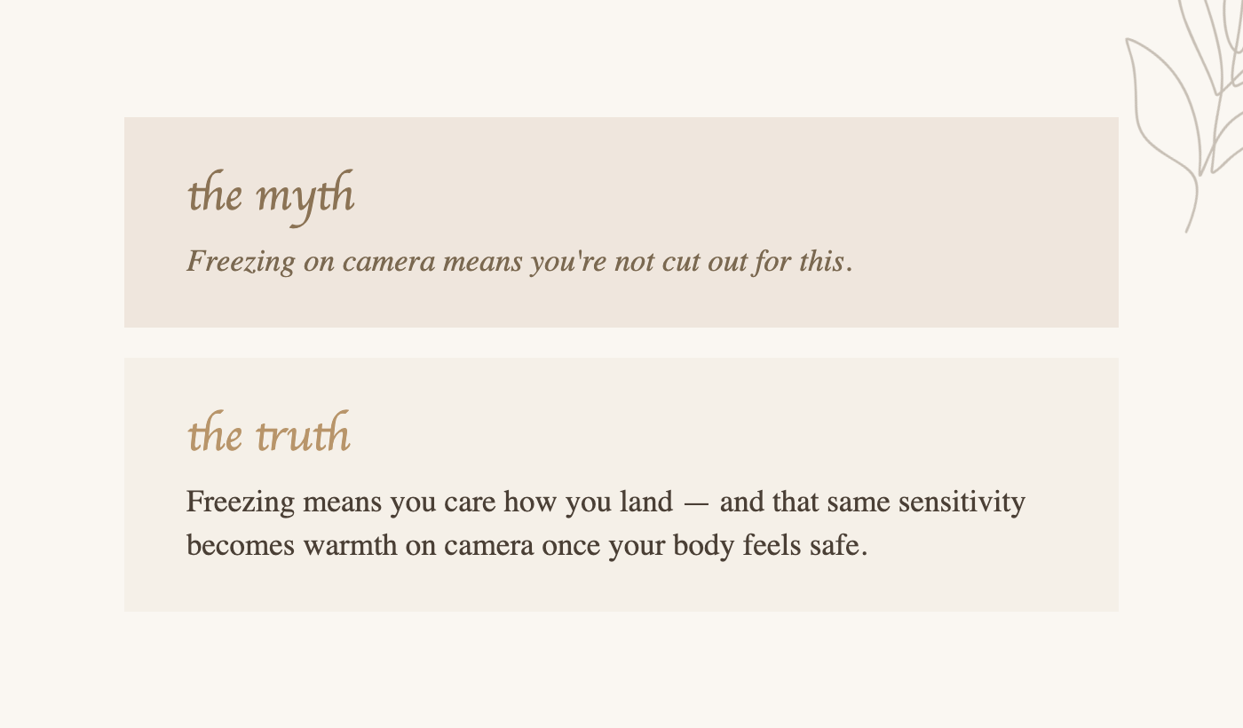 Myth versus truth about why you freeze on camera