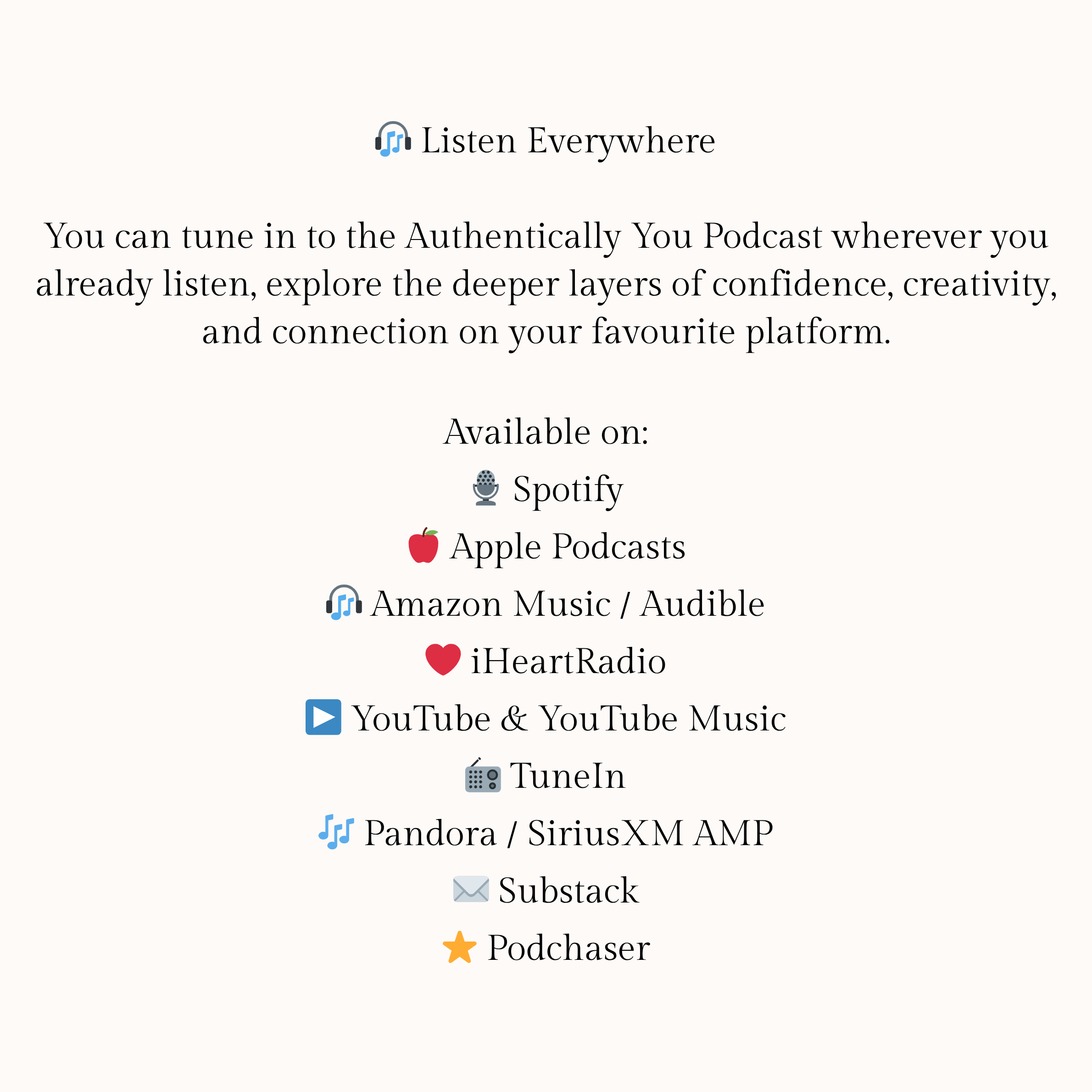 Listen Everywhere — available on Spotify, Apple Podcasts, and more